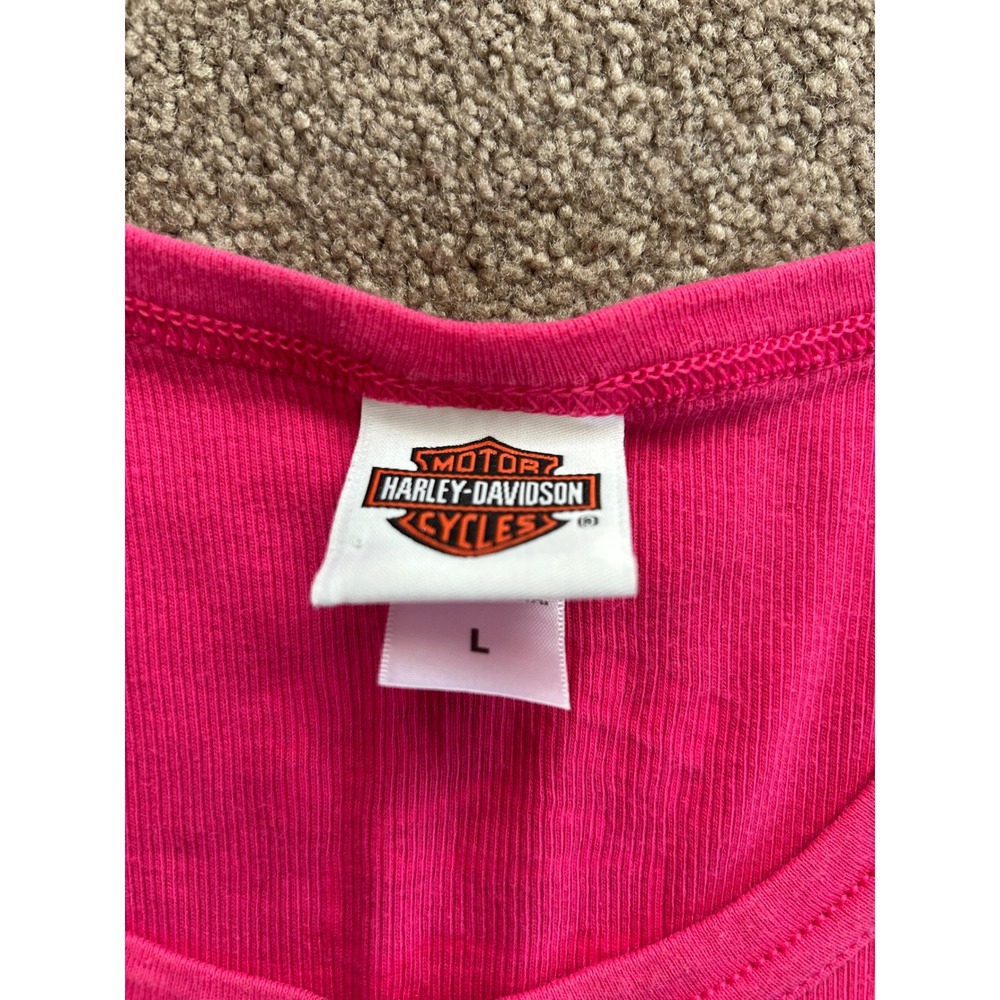 Harley-Davidson Vintage 2006 Ribbed Tank Top Hot Pink Bleu Bayou Monroe LA L - Picture 5 of 7